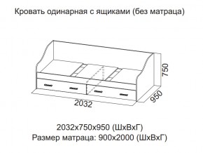 Кровать одинарная с ящиками (Без матраца 0,9*2,0) в Ханты-Мансийске - hanty-mansijsk.магазин96.com | фото